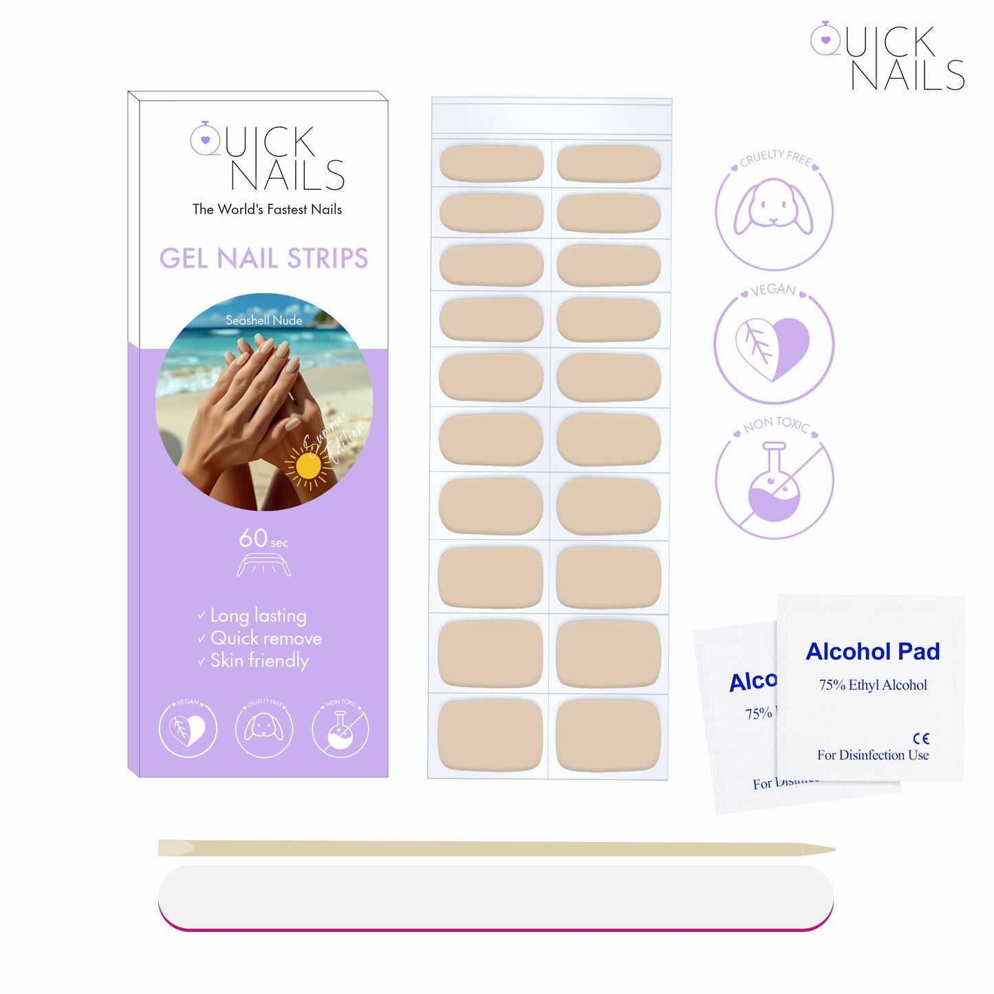 Gel Nail Strip Set Seashell Nude