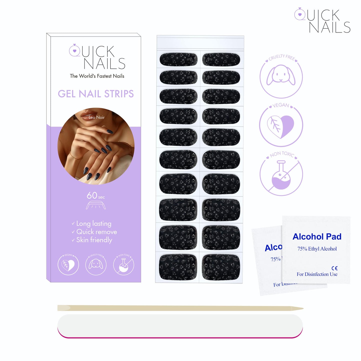 Gel Nail Strip Set Leo Noir